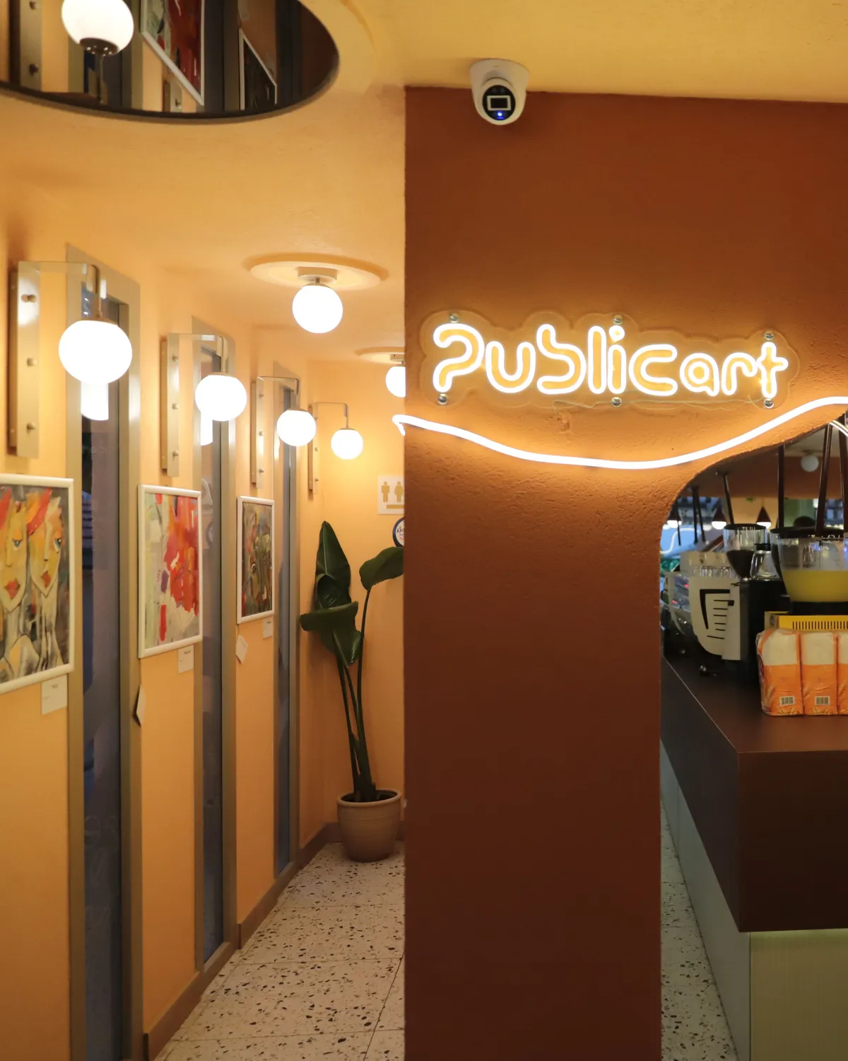 Artworks lining a corridor at Public Art Kuşadası