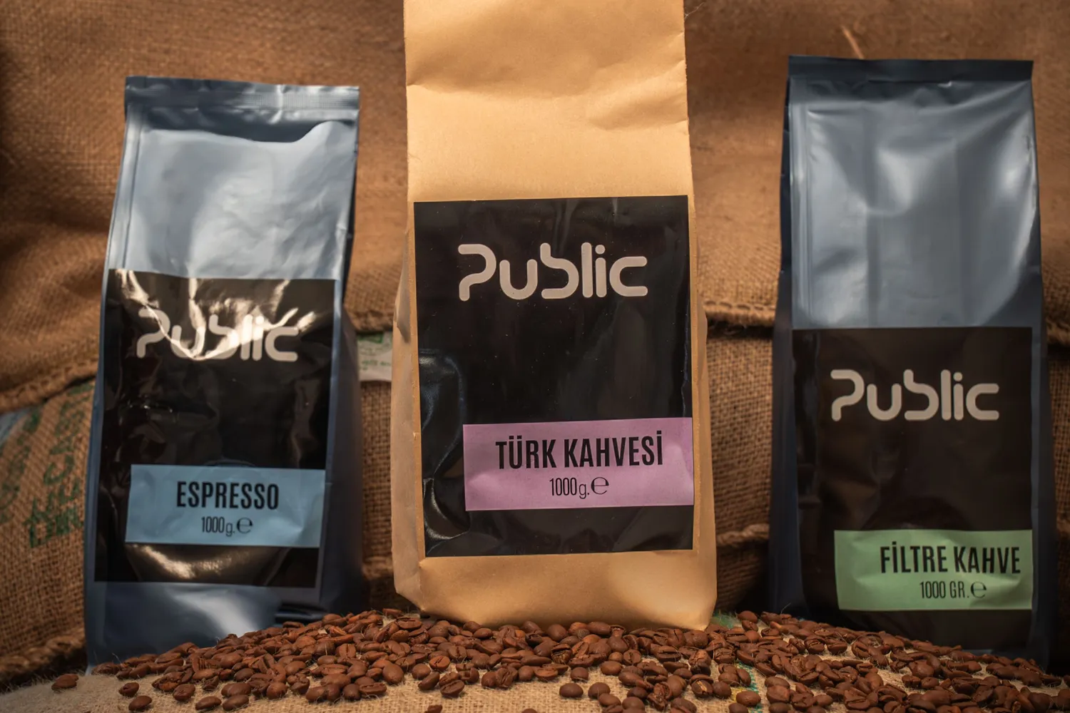 Public espresso, Türk kahvesi ve filtre kahve paketleri