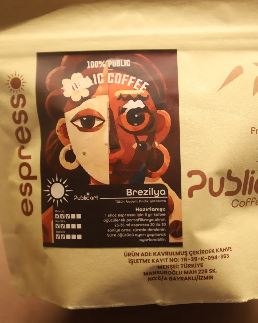 Public espresso paketi, köken Brezilya